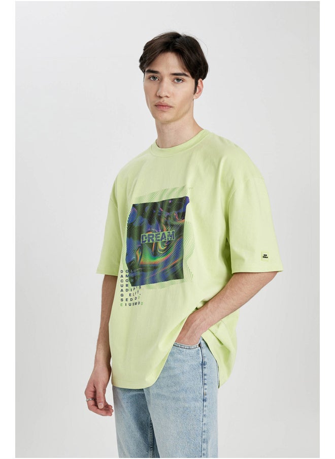DeFacto - Man Oversize Fit Crew Neck Short Sleeve Knitted T-Shirt - Image 1