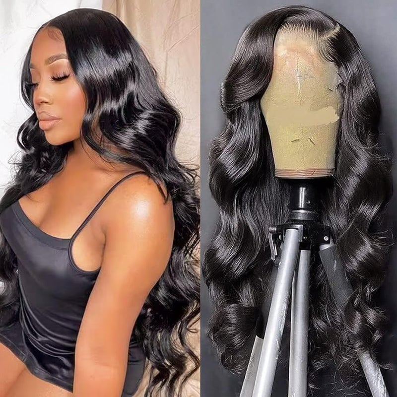 FASCARA 13x4 Body Wave Lace Front Wigs Human Hair Pre Plucked 180 Density HD Transparent Lace Frontal Wigs Human Hair for Women 9A Glueless Wigs with Baby Hair 30 Inch