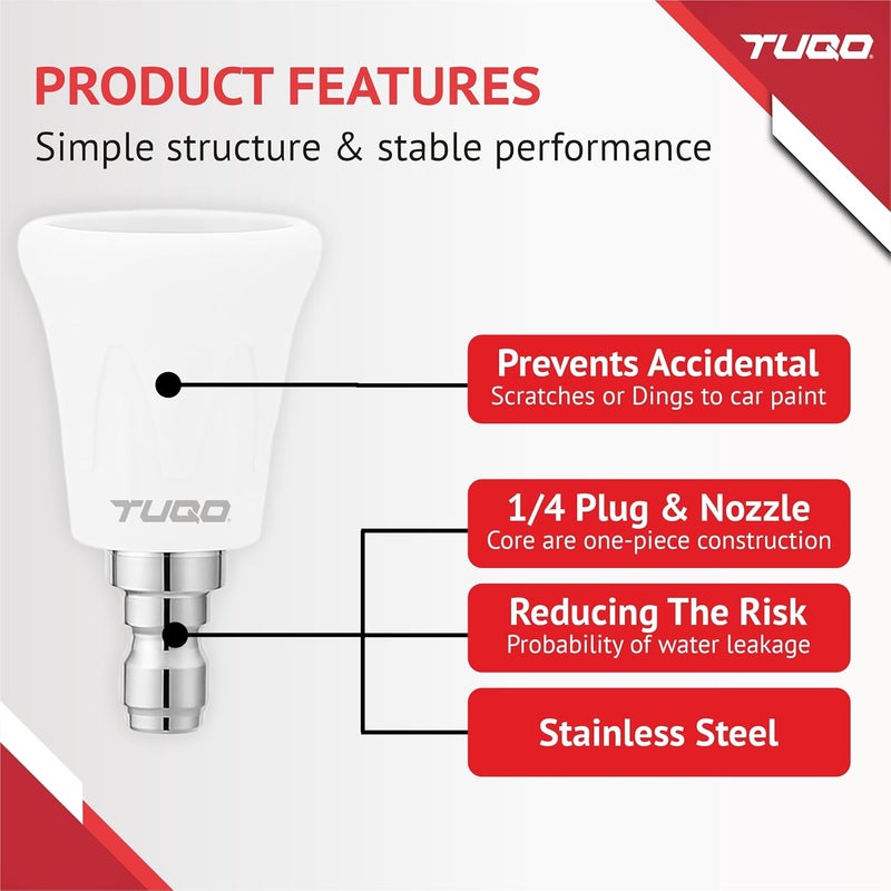 TUQO Nozzle for High Pressure Washers, Stainless Steel Nozzle Tips Set with Upgraded Rubber Protector Guard with 1/4" Quick Connect - Heavy Duty - Professional Series. (40 Degree) - Image 4