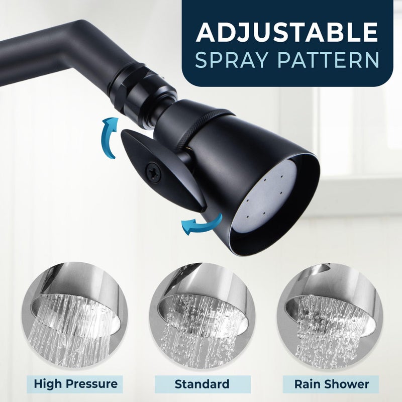 HammerHead ShowersÂ® Solid Metal 2 Inch High Pressure Shower Heads - MATTE BLACK â€“ 2.5 GPM Shower Heads High Pressure - High Flow Shower Head with ADJUSTABLE SPRAY PATTERN - Fixed Shower Head - Image 4
