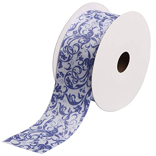 SIMISI RIBBON Cotton Ribbon 1-1/2 inch (38 mm) x 10 Yards. Decorative for DIY Crafts and Gift Wrapping - Special Flower Pattern(Flower 01) - Image 1