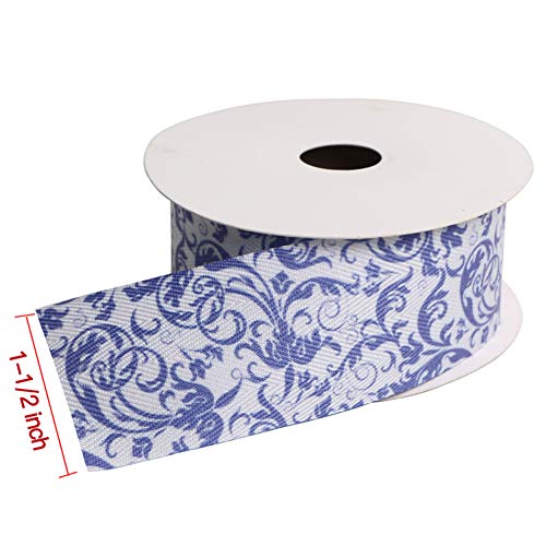 SIMISI RIBBON Cotton Ribbon 1-1/2 inch (38 mm) x 10 Yards. Decorative for DIY Crafts and Gift Wrapping - Special Flower Pattern(Flower 01) - Image 2