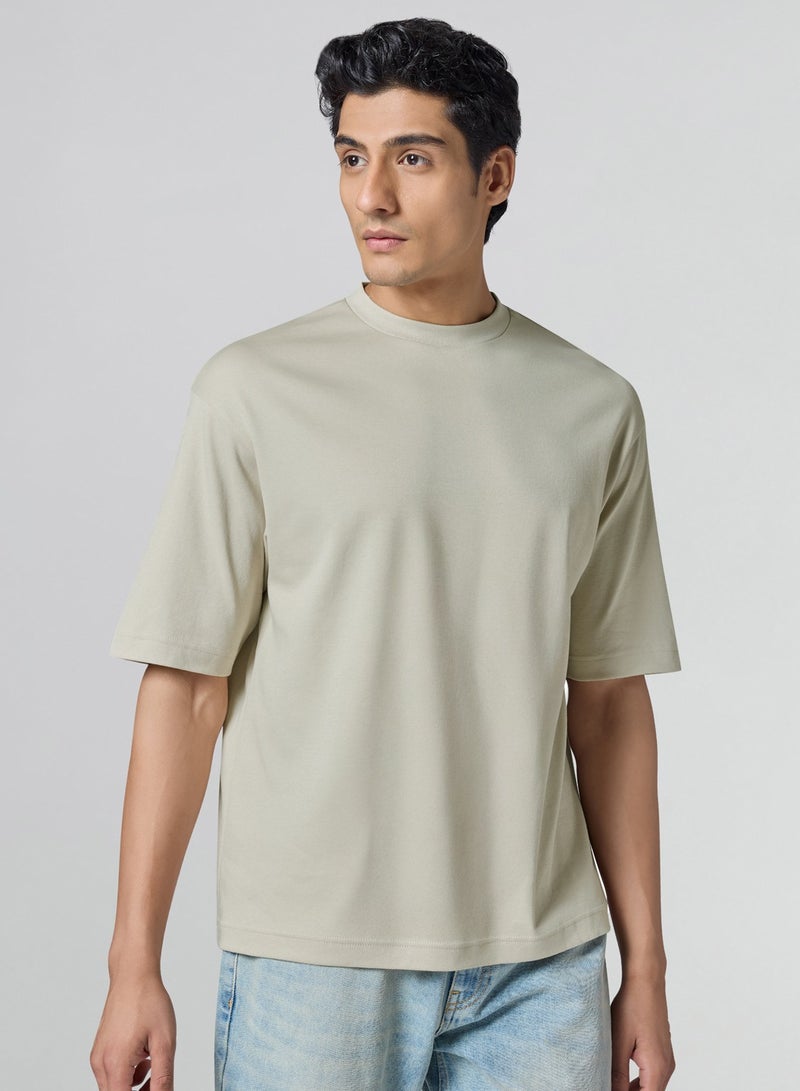 اكس واي اكس اكس تي شيرت XYXX Drift كبير الحجم للرجال من القطن سادة برقبة دائرية وأكتاف منسدلة وأكمام نصفية - Image 1