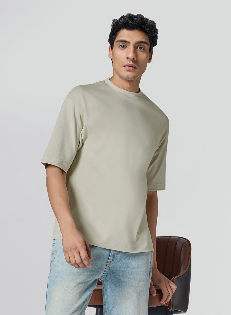 اكس واي اكس اكس تي شيرت XYXX Drift كبير الحجم للرجال من القطن سادة برقبة دائرية وأكتاف منسدلة وأكمام نصفية - Image 2