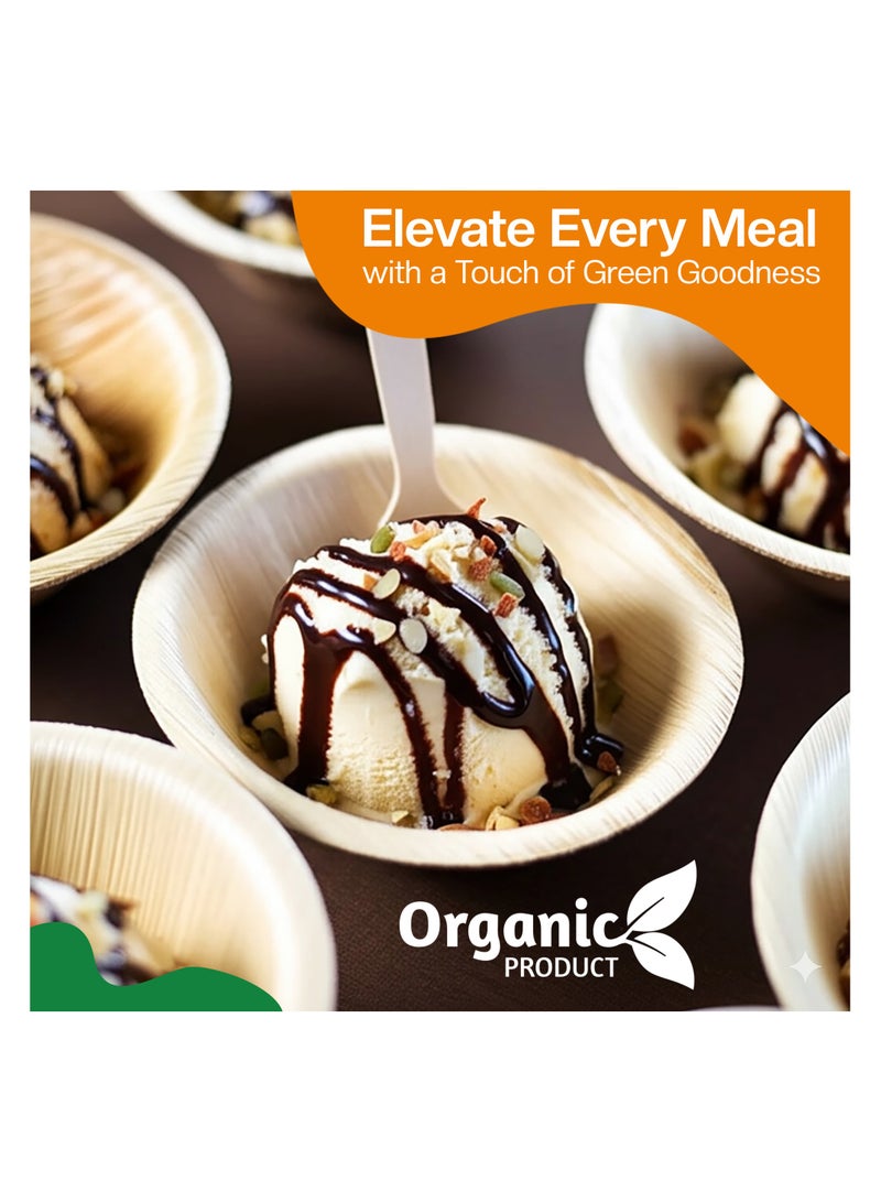 EcoEdge 5 Inch Round Areca Palm Leaf Disposable Bowl (Pack of 10) | Environmentally Sustainable, Eco Friendly, Biodegradable, Compostable | Strong, Heavy Duty, Microwave, Freezer Safe| 100% Organic - Image 2