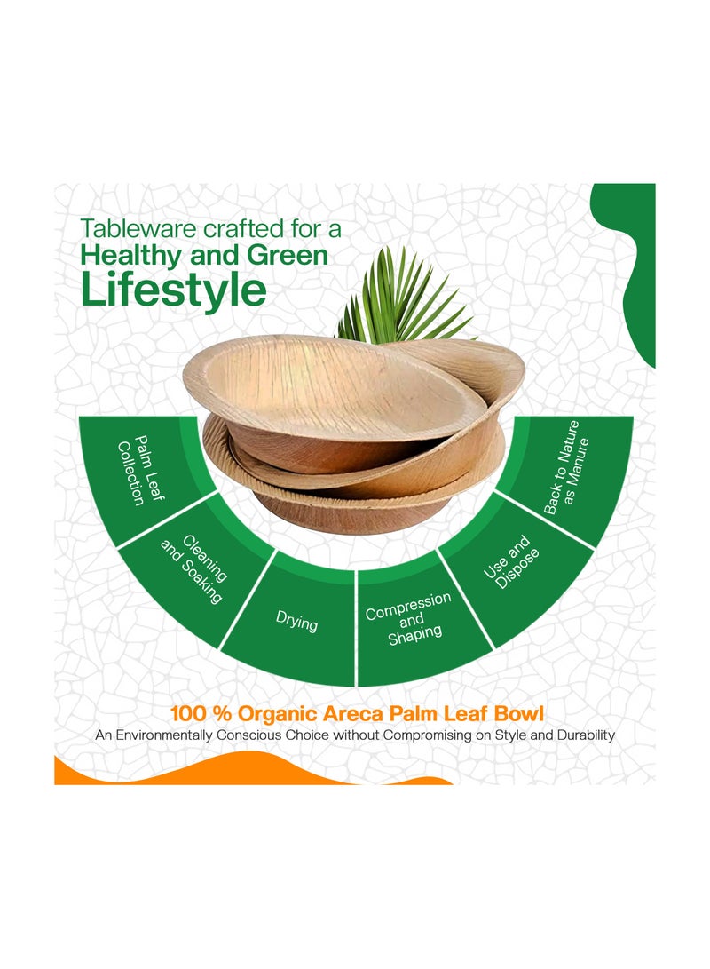 EcoEdge 5 Inch Round Areca Palm Leaf Disposable Bowl (Pack of 10) | Environmentally Sustainable, Eco Friendly, Biodegradable, Compostable | Strong, Heavy Duty, Microwave, Freezer Safe| 100% Organic - Image 3