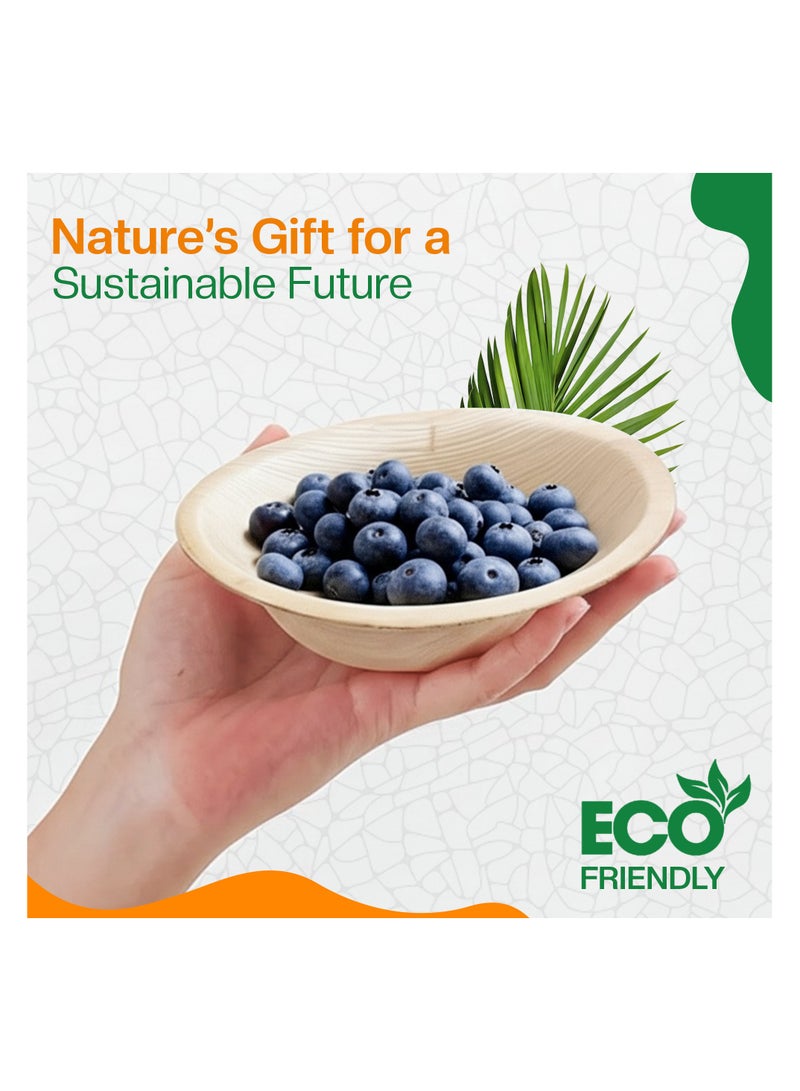 EcoEdge 5 Inch Round Areca Palm Leaf Disposable Bowl (Pack of 10) | Environmentally Sustainable, Eco Friendly, Biodegradable, Compostable | Strong, Heavy Duty, Microwave, Freezer Safe| 100% Organic - Image 4