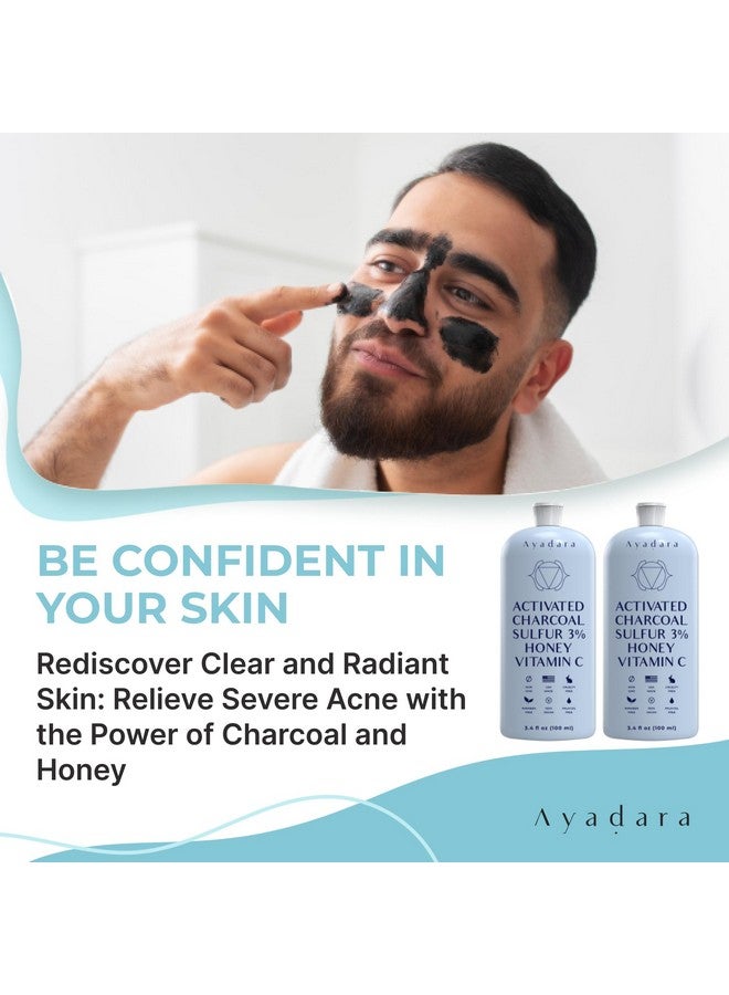 ايدارا غسول الوجه بالفحم لعلاج حب الشباب الشديد من أيادارا، 3.4 أونصة، غسول يومي للوجه بالكبريت والعسل، منظف للوجه بالفحم، غسول وجه للرجال لعلاج حب الشباب، غسول وجه عميق بالفحم للنساء والرجال، 200 استخدام - Image 3