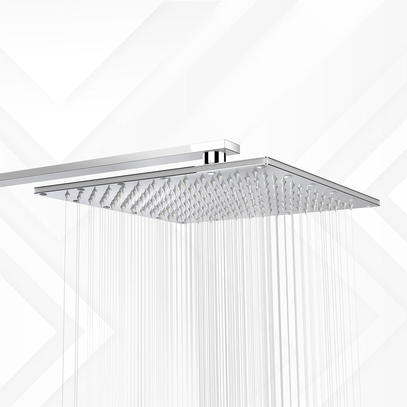 FORTUNE Stainless Steel Overhead Square Shower Without Arm Ultra Slim Shower Head for bathroom Rain Spray Shower Chrome Finish 10x10 Inch - Image 1