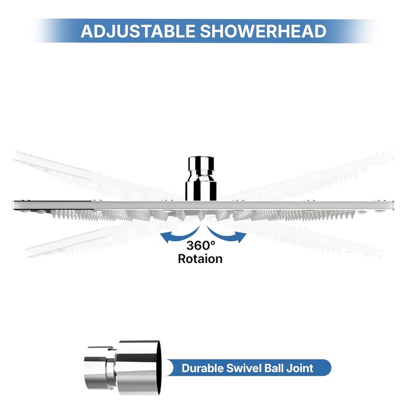 FORTUNE Stainless Steel Overhead Square Shower Without Arm Ultra Slim Shower Head for bathroom Rain Spray Shower Chrome Finish 10x10 Inch - Image 5