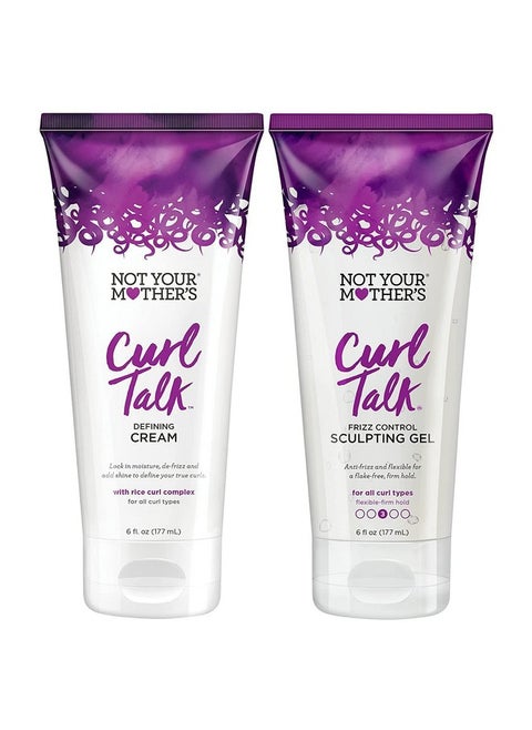 Curl Talk Frizz Control Sculpting Gel And Defining Cream (2Pack) 6 Fl Oz Formulated With Rice Curl Complex For All Curly Hair Types