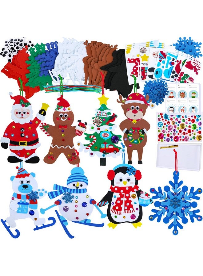 Winlyn 24 Sets Christmas Craft Kits Winter Crafts DIY Christmas Ornaments Decorations Art Sets Foam Santa Reindeer Snowman Christmas Stickers for Kids Holiday Season Classroom Activities Party Favors - Image 1