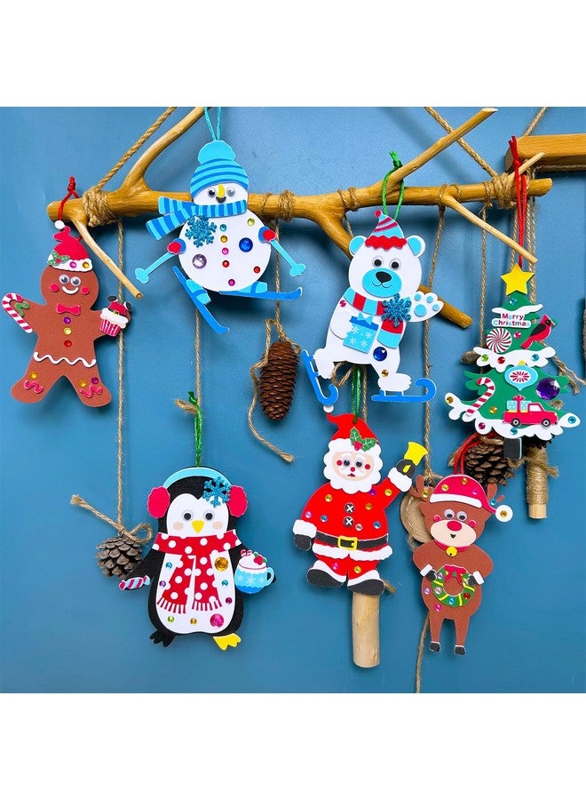 Winlyn 24 Sets Christmas Craft Kits Winter Crafts DIY Christmas Ornaments Decorations Art Sets Foam Santa Reindeer Snowman Christmas Stickers for Kids Holiday Season Classroom Activities Party Favors - Image 3