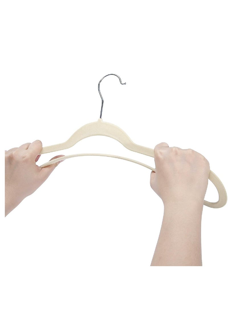 Red Dot Gift® 10-Pack Beige Non-Slip Velvet Hangers 45cm With 360 Degree Rotatable Hook - Durable & Slim - Non Slip Hangers for Coat Hangers - Pant Hangers - Image 3