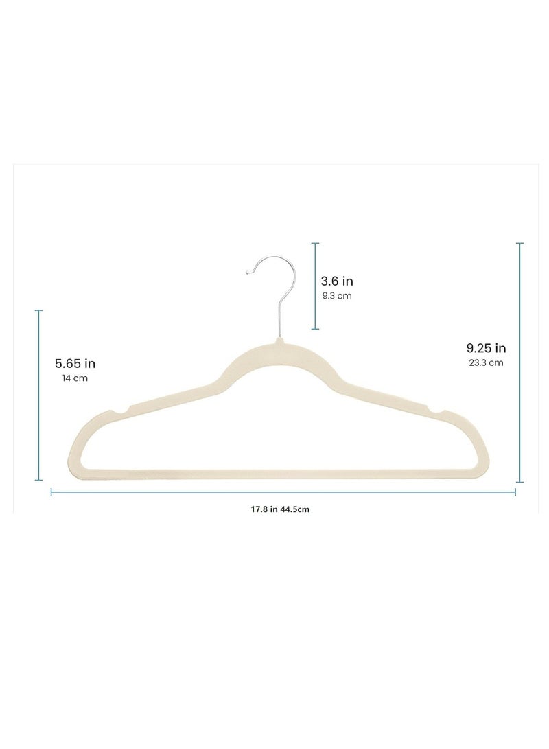 Red Dot Gift® 10-Pack Beige Non-Slip Velvet Hangers 45cm With 360 Degree Rotatable Hook - Durable & Slim - Non Slip Hangers for Coat Hangers - Pant Hangers - Image 2