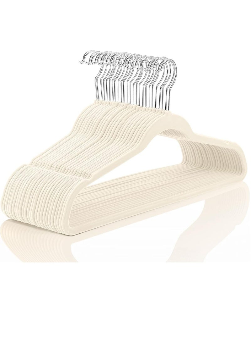Red Dot Gift® 10-Pack Beige Non-Slip Velvet Hangers 45cm With 360 Degree Rotatable Hook - Durable & Slim - Non Slip Hangers for Coat Hangers - Pant Hangers - Image 1