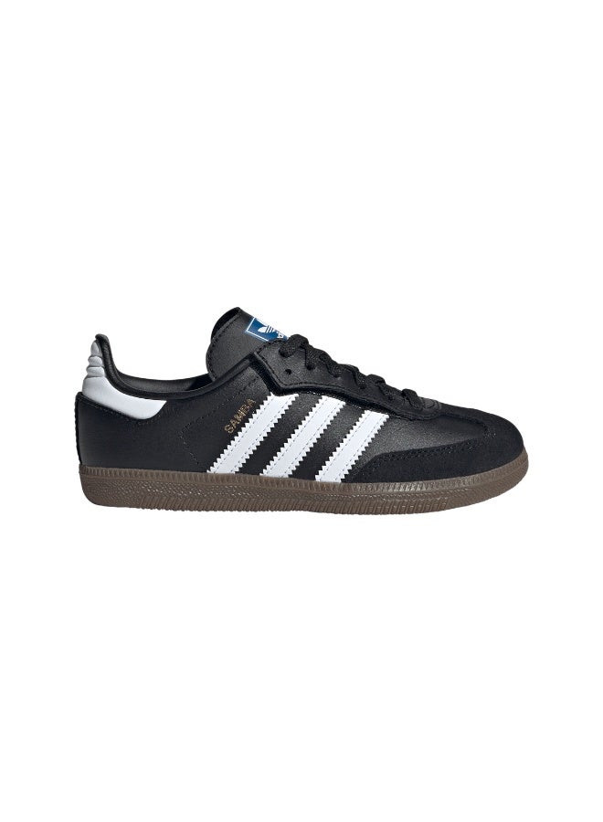 Adidas أحذية أديداس سامبا OG مع إغلاق مريح بأربطة مرنة للأطفال - أسود/أبيض للأحذية - Image 1