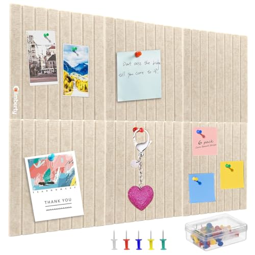 Climberty® 6Pcs Black Felt Bulletin Board, 30x30cm Self-Adhesive Wall Boards with 50pcs Drawing Pins, Felt Message Board for Paste Notes, Photos, Schedules (Black) - Image 1