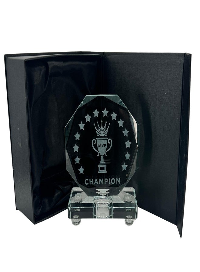 Express Medals Crystal MVP Trophy Award, 6 Inch, Octagon Shape, Champion Design with Black Gift Presentation Box Tournament Winner Trophies - Image 1