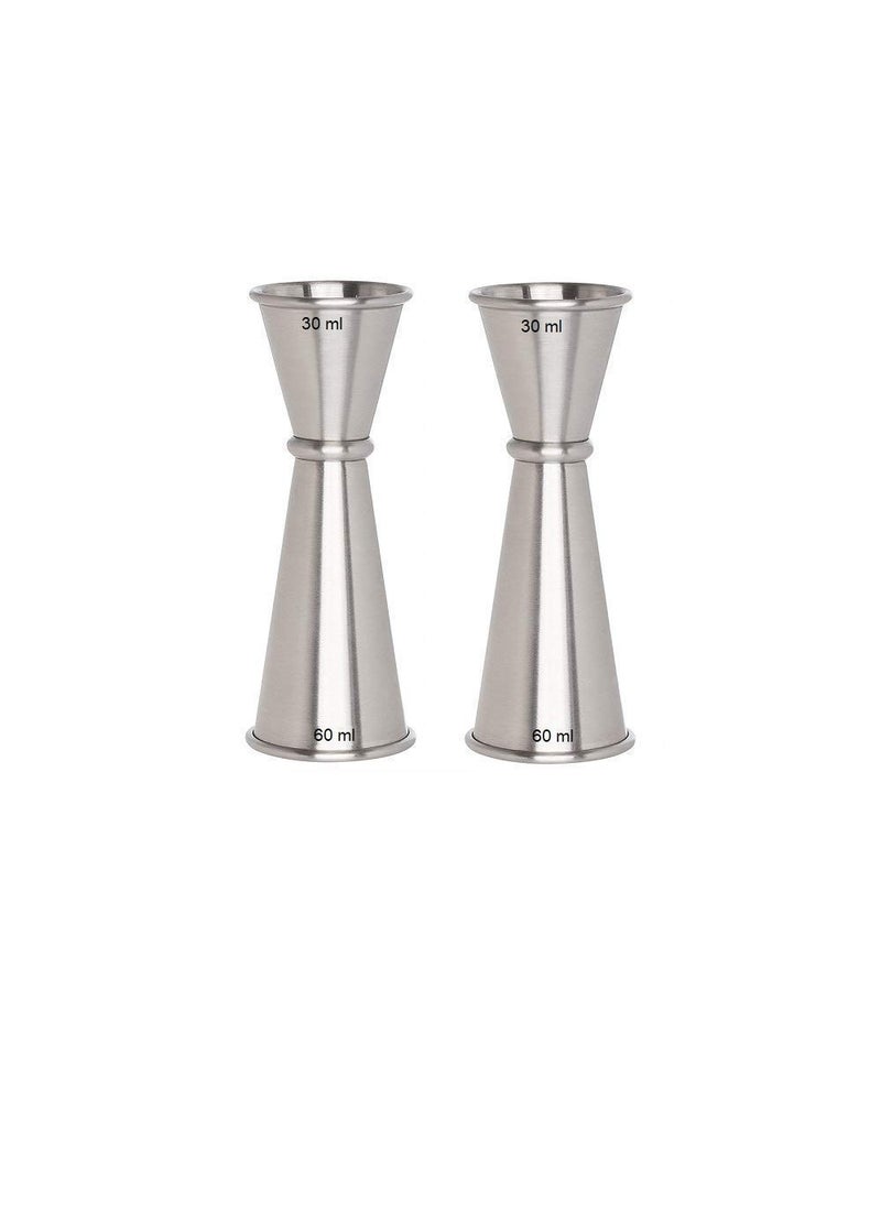 NJ NJ Japanese Style Double Cocktail Jigger, Bar Measuring Jigger, Stainless Steel Peg Measure 30-60 ml : 2 Pcs Set  - Image 1