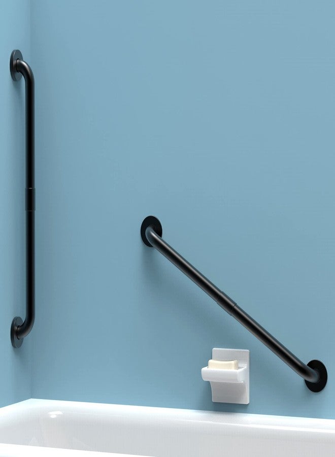 AmeriLuck Dual Pack 1-1/4 x 24‘’ 2 Pack Stainless Steel Bath Safety Grab Bar, ADA Compliant 500lbs Loading Capacity, Matte Black, Assembly Needed - Image 2