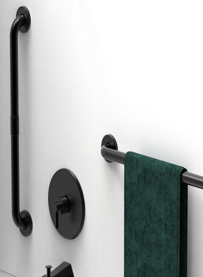 AmeriLuck Dual Pack 1-1/4 x 24‘’ 2 Pack Stainless Steel Bath Safety Grab Bar, ADA Compliant 500lbs Loading Capacity, Matte Black, Assembly Needed - Image 1