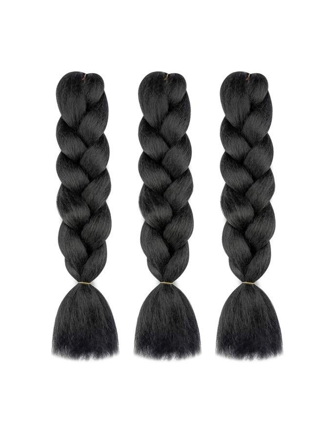 3 Piece African Braids Hair Extension Set Multi Color,Braiding Hair Dark Green Braid Hair Extensions for Box Braids Hot Water Setting High Temperature Synthetic Fiber - Image 1