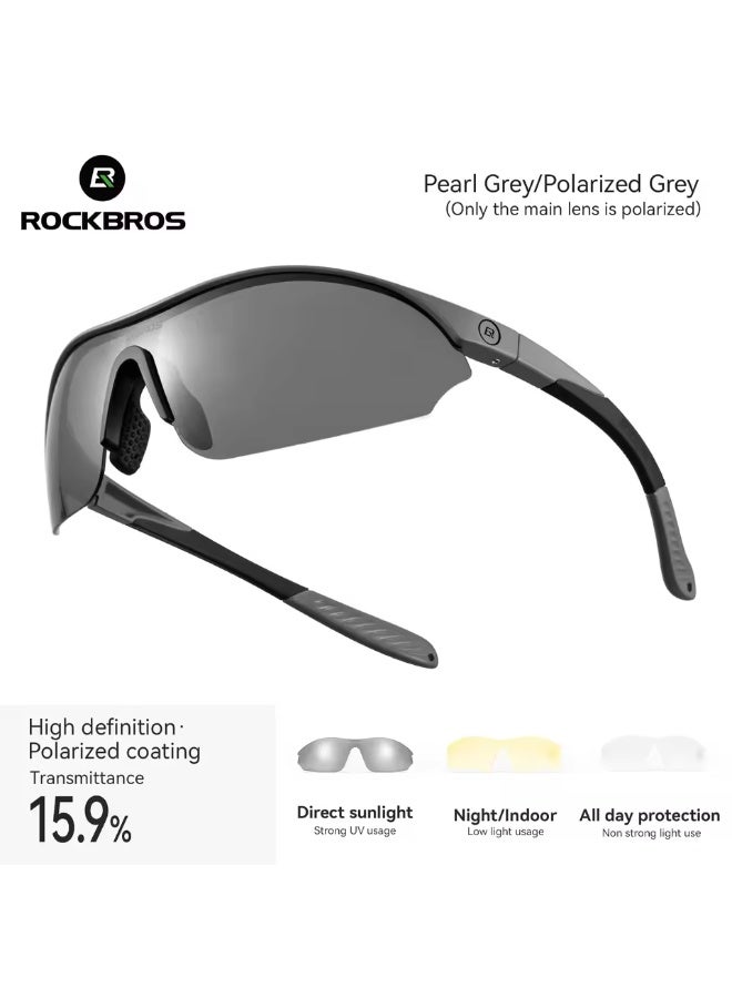 ROCKBROS Bicycle Glasses 1pc Polarized + 2pcs Common Lens Bike Eyewear Sunglasses UV400 Anti-sun Sports Run Cycling Glasses - Image 1