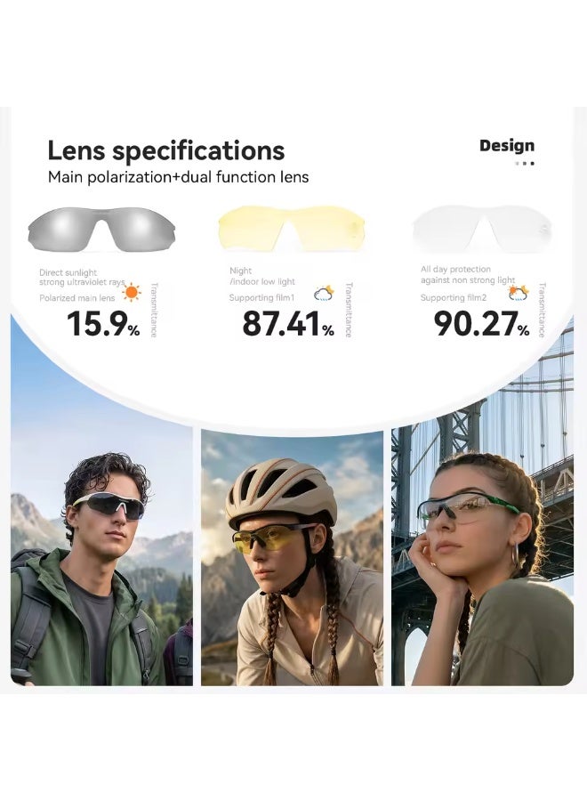 ROCKBROS Bicycle Glasses 1pc Polarized + 2pcs Common Lens Bike Eyewear Sunglasses UV400 Anti-sun Sports Run Cycling Glasses - Image 3