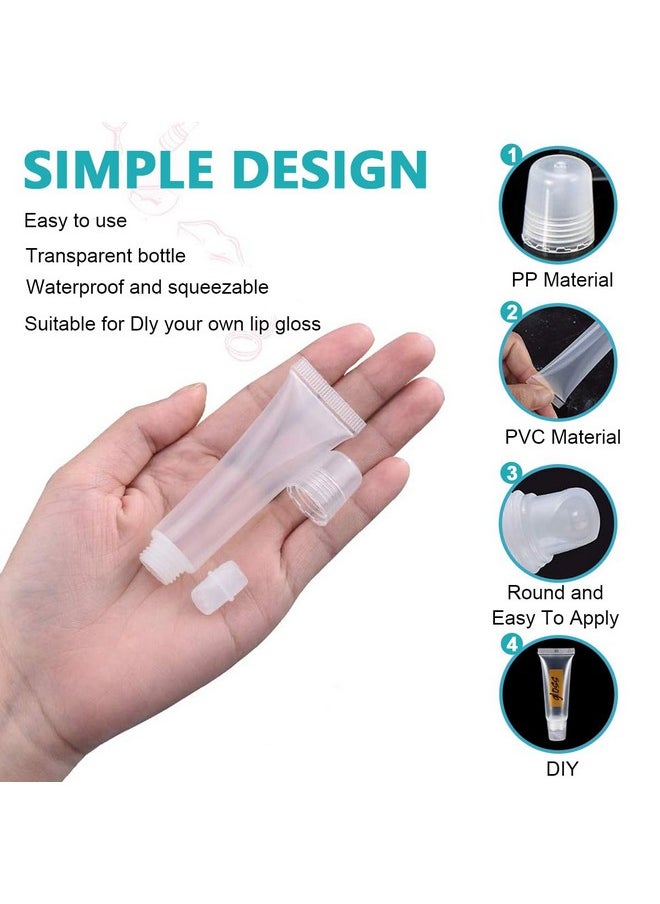 ® 50Pcs Clear Lip Gloss Tubes Set 10Ml Empty Lip Balm Containers With Caps Syringes & Labels Kit Plastic Soft Squeeze Tubes For Diy Cosmetic Sample Pigment Powder (Sample Not Included)