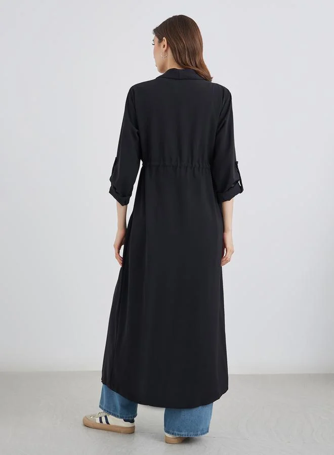 تايك تو Take Two Solid Front Button Up&Roll Sleeve Detail Kmino
