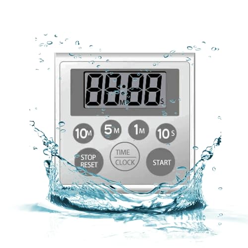 NUOSWEK Digital Timer Waterproof Shower Timer Shower Clock Bathroom Kitchen Timer with Strong Magnet and Large LCD Display (Waterproof 7 Key) - Image 1
