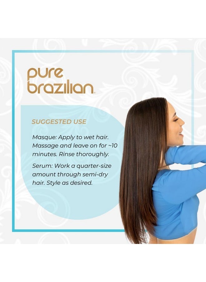 Pure Brazilian Pure Brazilian - 4 Piece Essential Home Care Kit - Anti Frizz Serum, Shampoo, Conditioner, And Deep Conditioning Masque- With Keratin, Argan Oil, And Acai  - Image 5