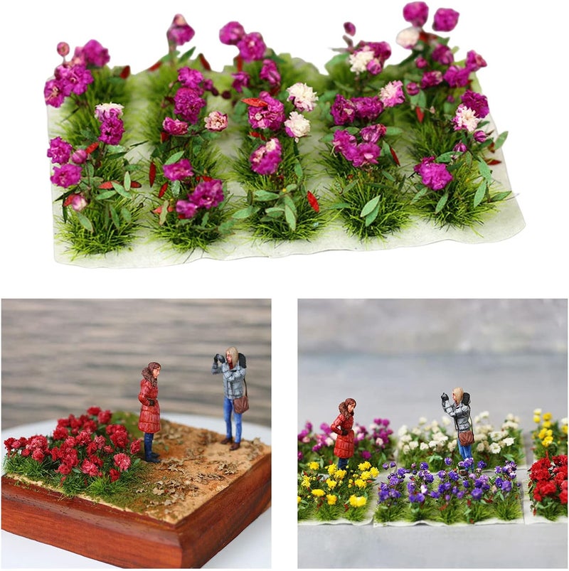 كلاراكو مجموعة زهور مصغرة يمكنك صنعها بنفسك، نموذج سكة حديد، حديقة خيالية، منظر طبيعي مصغر، مواد بناء عشبية، ديكور، ديوراما، بنفسجي - Image 4