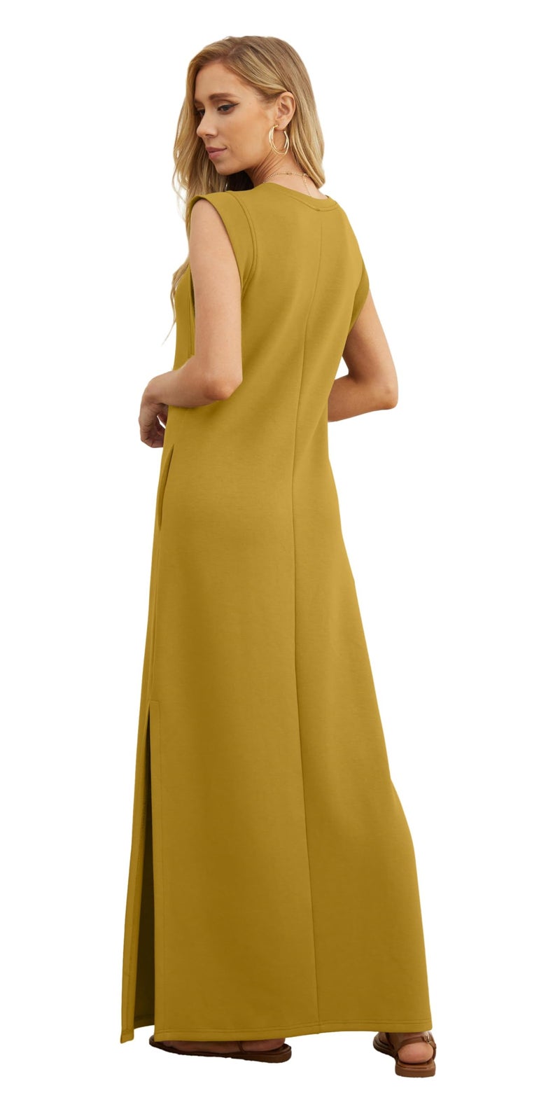 GRECERELLE Womens Summer Casual Loose Beach Split Long Maxi Dress with Pockets (Medium, Ginger) - Image 5