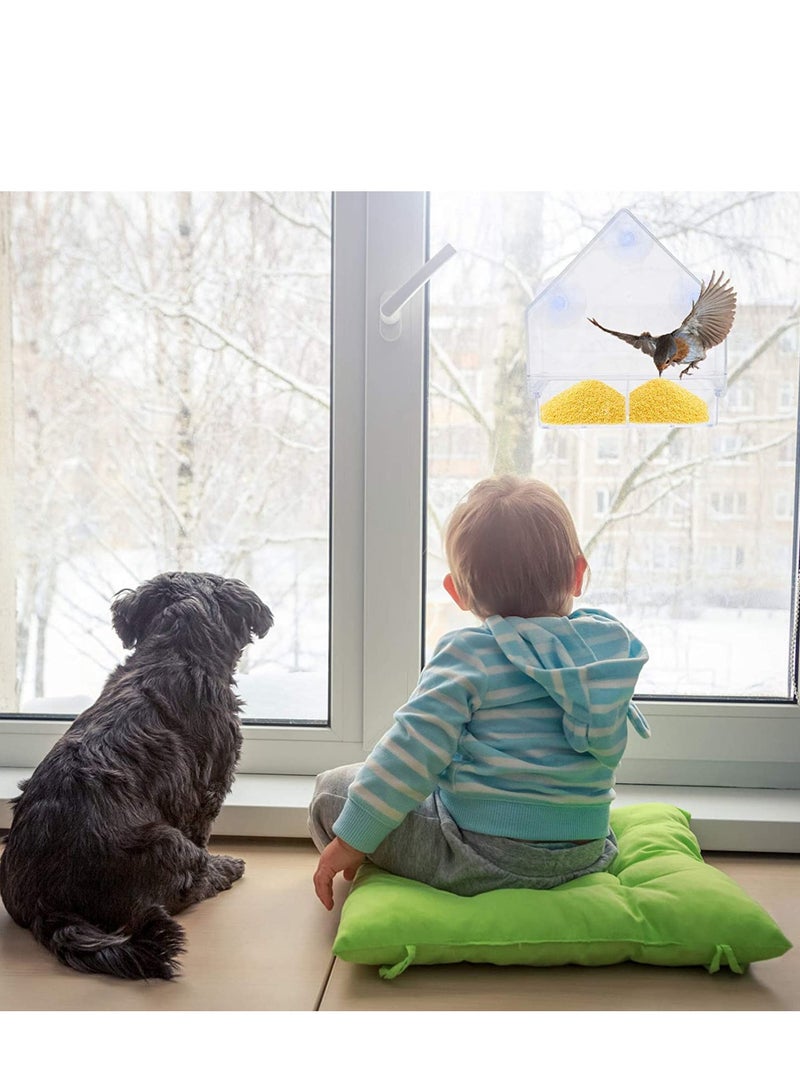 Generic Clear Bird Feeder Window Bird Feeder Hanging Peanut Wreath Bird Feeder Wild Bird Feeder Best for Wild Birds, Easy to Clean, for Outdoor Garden Window White  - Image 3