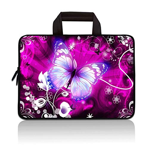 Baocool 11" 11.6" 12" 12.1" 12.5" inch Laptop Carrying Bag Case Notebook Ultrabook Bag Tablet Cover Neoprene Fit Samsung Google Acer HP DELL Lenovo Asus (11 11.6 12.1 12.2 inch, Purple Butterfly) - Image 1