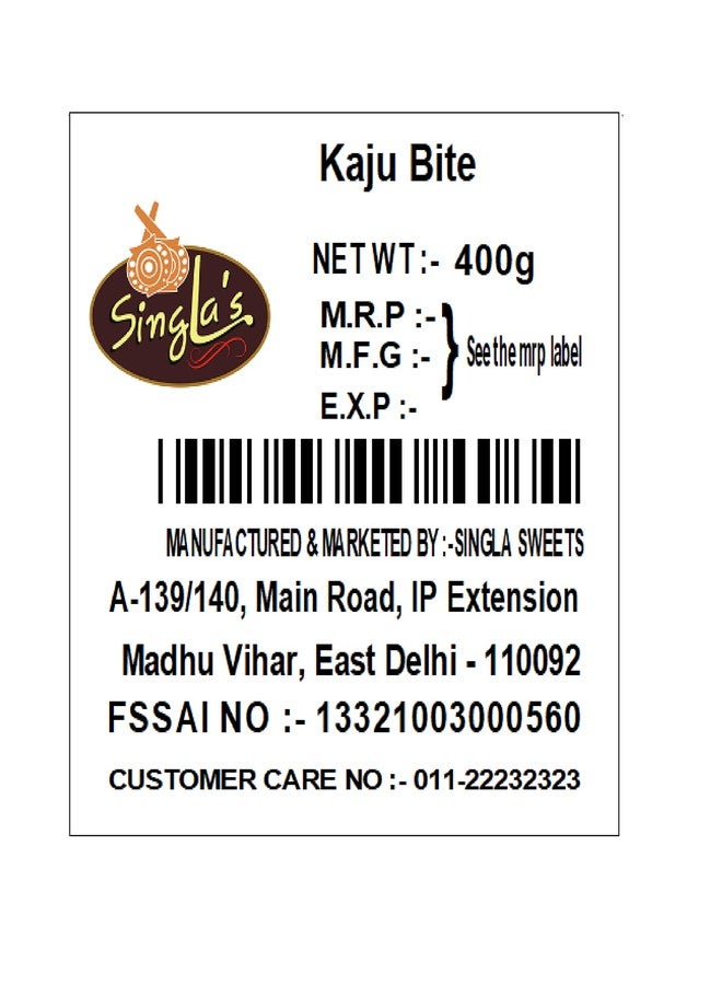 Singla Sweets Kaju Bite 500g Indian burfi - Image 4