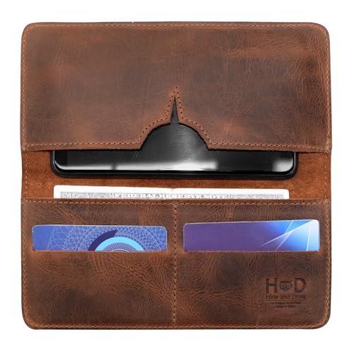 Hide & Drink, Cell Phone Wallet Handmade from Full Grain Leather - Bourbon Brown - Image 2
