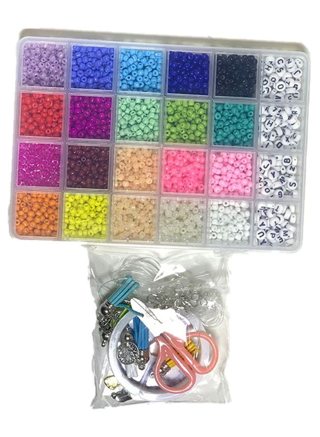 ياميم خرز سوار ملون صغير ، عقد وحرف أبجدي من A-Z مع مجموعة صنع بحبل - Image 5
