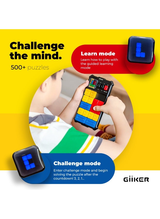 GiiKER Super Slide Puzzle Brain Teaser Games with 500+ Levels STEM Interactive Handheld Games Console, Educational Kid Teens Toys,Travel Relax Brain Game, Board Toys for Birthday Gifts for All Ages & GiiKER Super Blocks Pattern Matching Puzzle Games, Original 1000+ Challenges Brain Teaser Toys for Kids & Teens, Family Day Brain Game Toy, Suitable for Birthday Gifts for Boys Girls, Travel Games for Road Trips & GiiKER Tic Tac Toe Bolt Game, 3-in-1 Portable Travel Handheld Puzzle Game Console for Memory Growth, Fidget Toys Board Games for Kids and Adults, Birthday Gifts Family Game Night for All Ages Bundle - Image 5