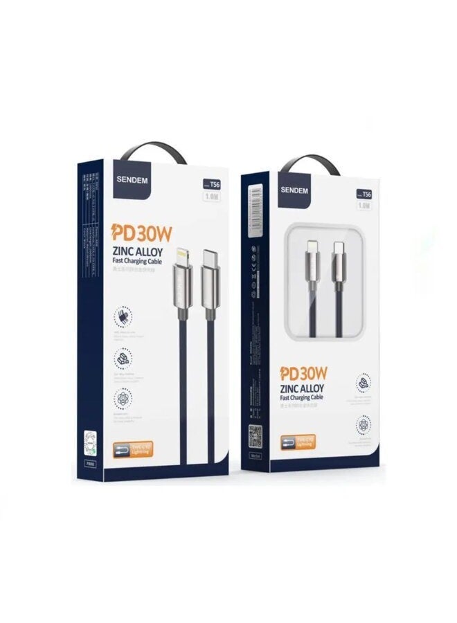 سيندم كابل شحن سريع من سبائك الزنك 30 وات من النوع C إلى ios للشحن السريع - Image 2