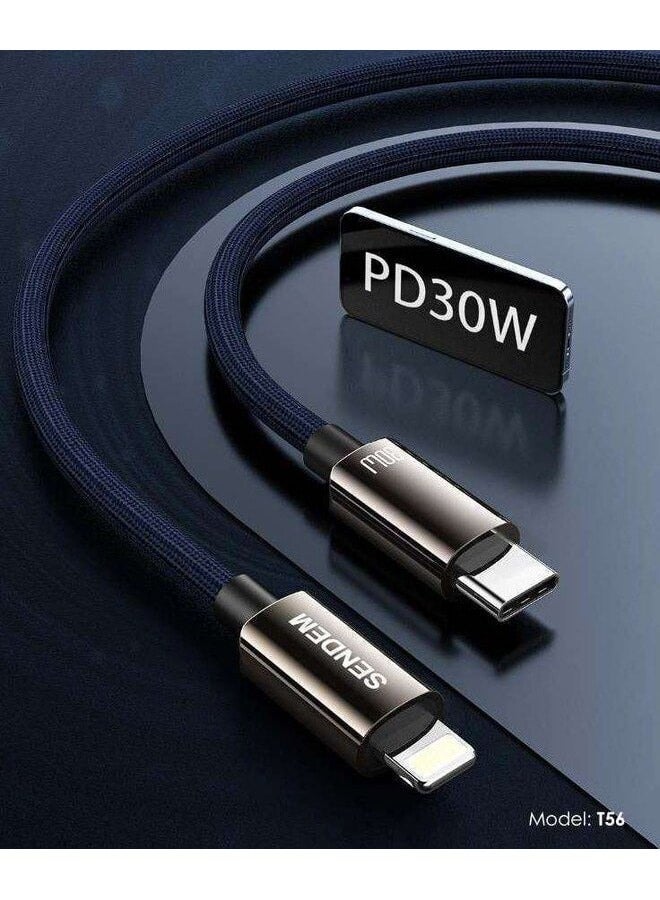 سيندم كابل شحن سريع من سبائك الزنك 30 وات من النوع C إلى ios للشحن السريع - Image 3