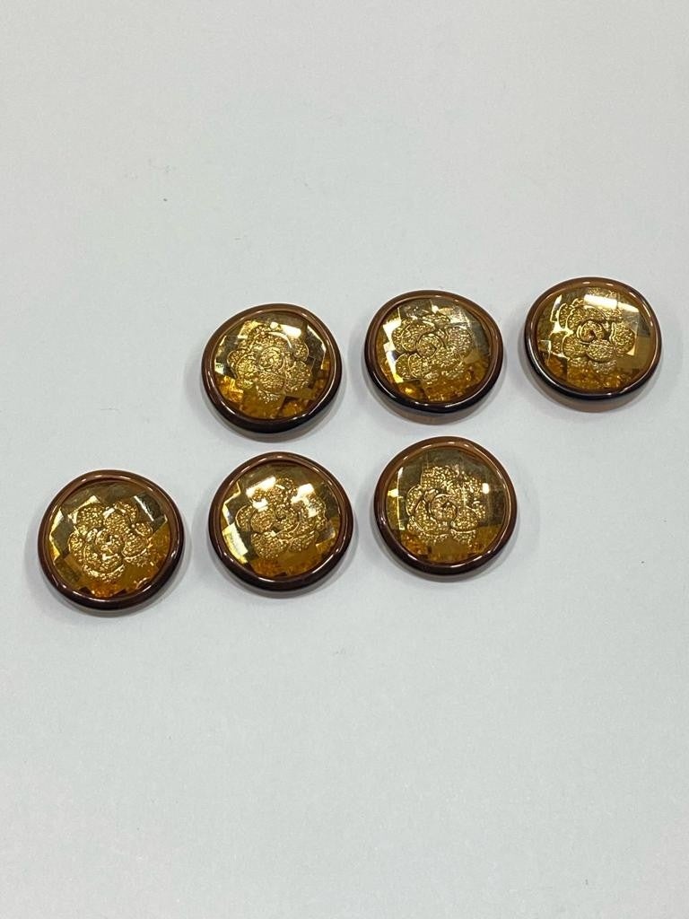 Karan Tuhafiye Karan Haberdashery Jacket and Cufflinks Italian Button Set of 6 Dark Mustard 2 cm D2002 - Image 1