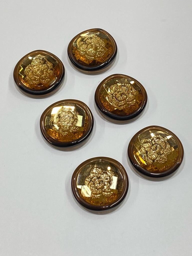 Karan Tuhafiye Karan Haberdashery Jacket and Cufflinks Italian Button Set of 6 Dark Mustard 2 cm D2002 - Image 2