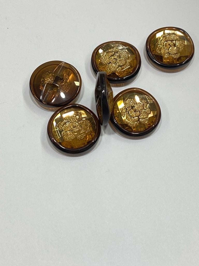 Karan Tuhafiye Karan Haberdashery Jacket and Cufflinks Italian Button Set of 6 Dark Mustard 2 cm D2002 - Image 3