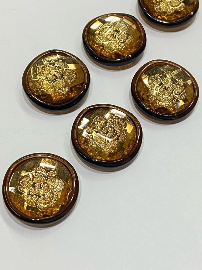 Karan Tuhafiye Karan Haberdashery Jacket and Cufflinks Italian Button Set of 6 Dark Mustard 2 cm D2002 - Image 5