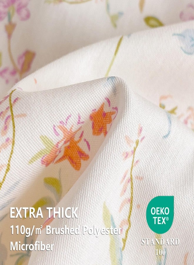 Bildenly Floral Duvet Cover Full Size 3 Pcs Reversible White Pink Botanical Flower Bedding Set with Zipper Closure Garden Spring Plants Printed Soft Microfiber Comforter Cover Set with 2 Pillowcases - Image 5