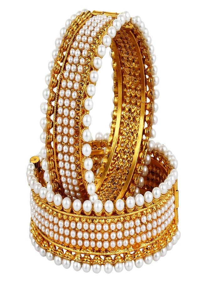 YouBella Valentine Gifts : YouBella Traditional Jewellery Gold Plated Pearl Bracelets Bangles Jewellery for Women and Girls (2.8) - Image 1