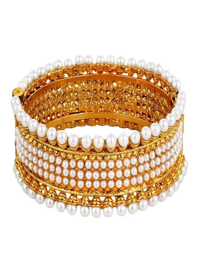 YouBella Valentine Gifts : YouBella Traditional Jewellery Gold Plated Pearl Bracelets Bangles Jewellery for Women and Girls (2.8) - Image 3